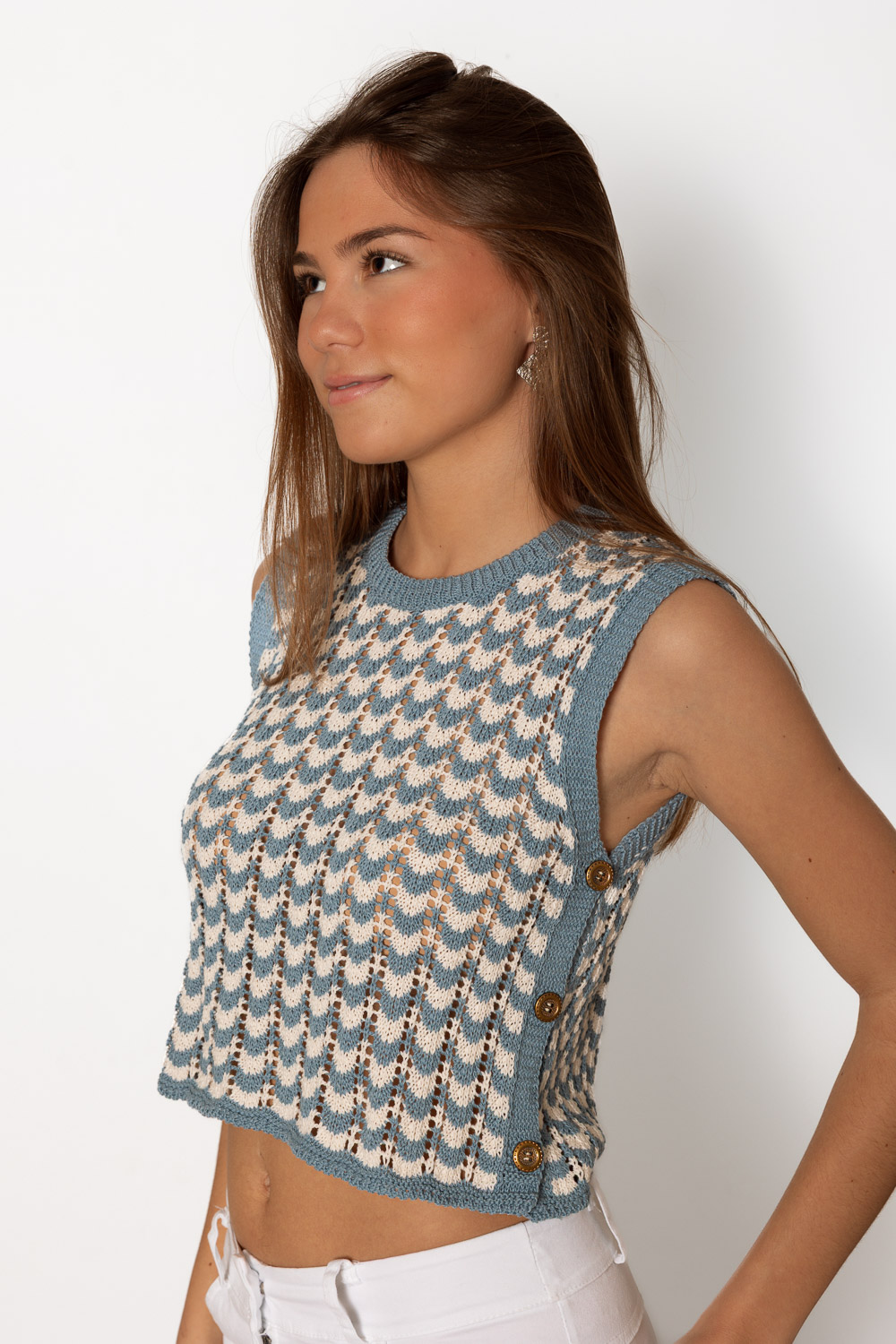 Chaleco Crochet Ondas Azul Brookville