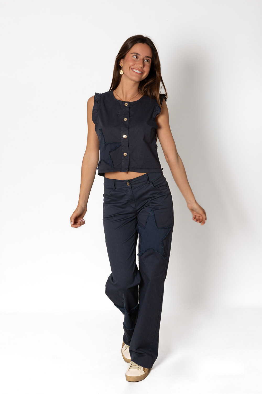 Chaleco y Pantalón Azul Marino Estrellas Parche Desflecado Brookville