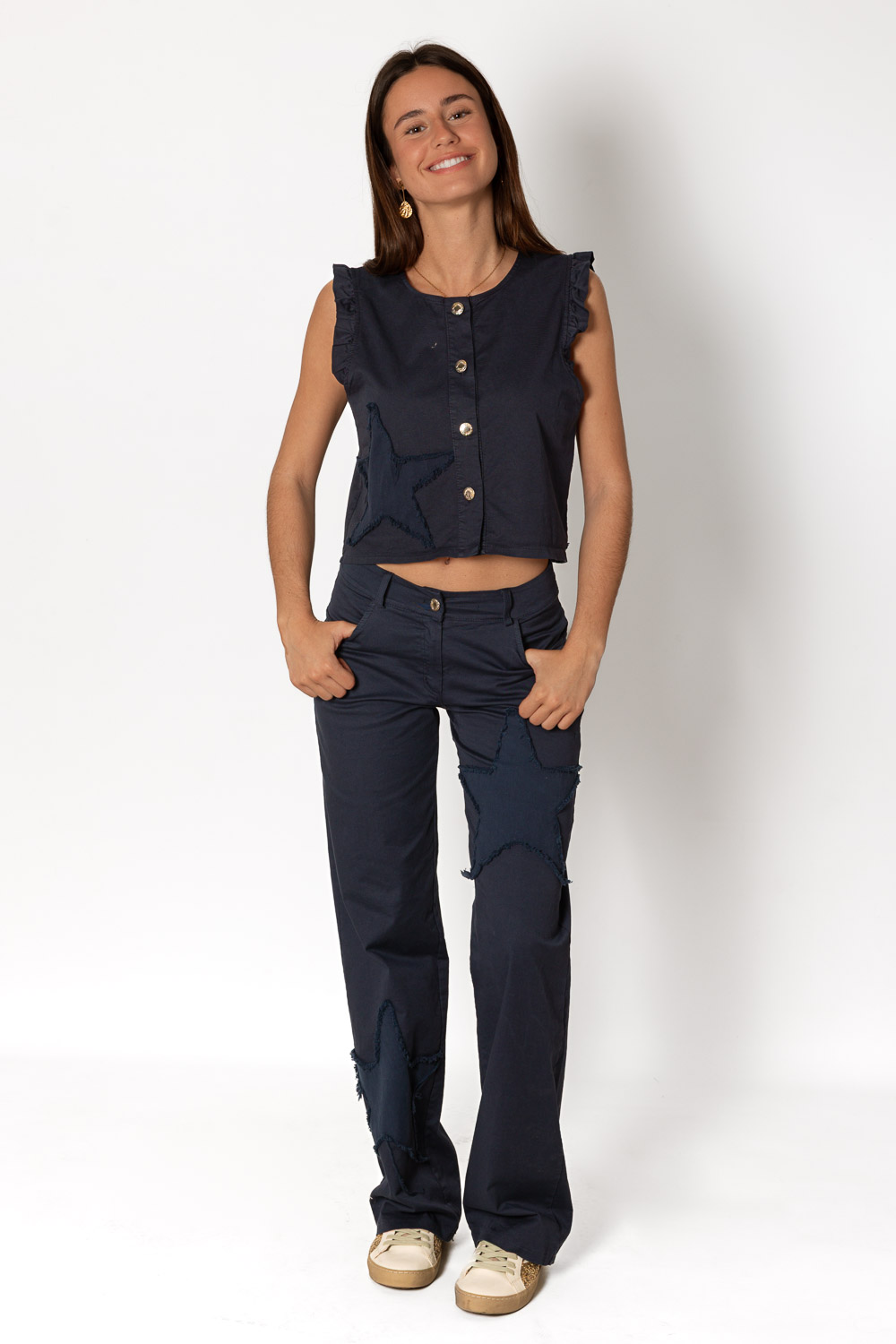 Chaleco y Pantalón Azul Marino Estrellas Parche Desflecado Brookville