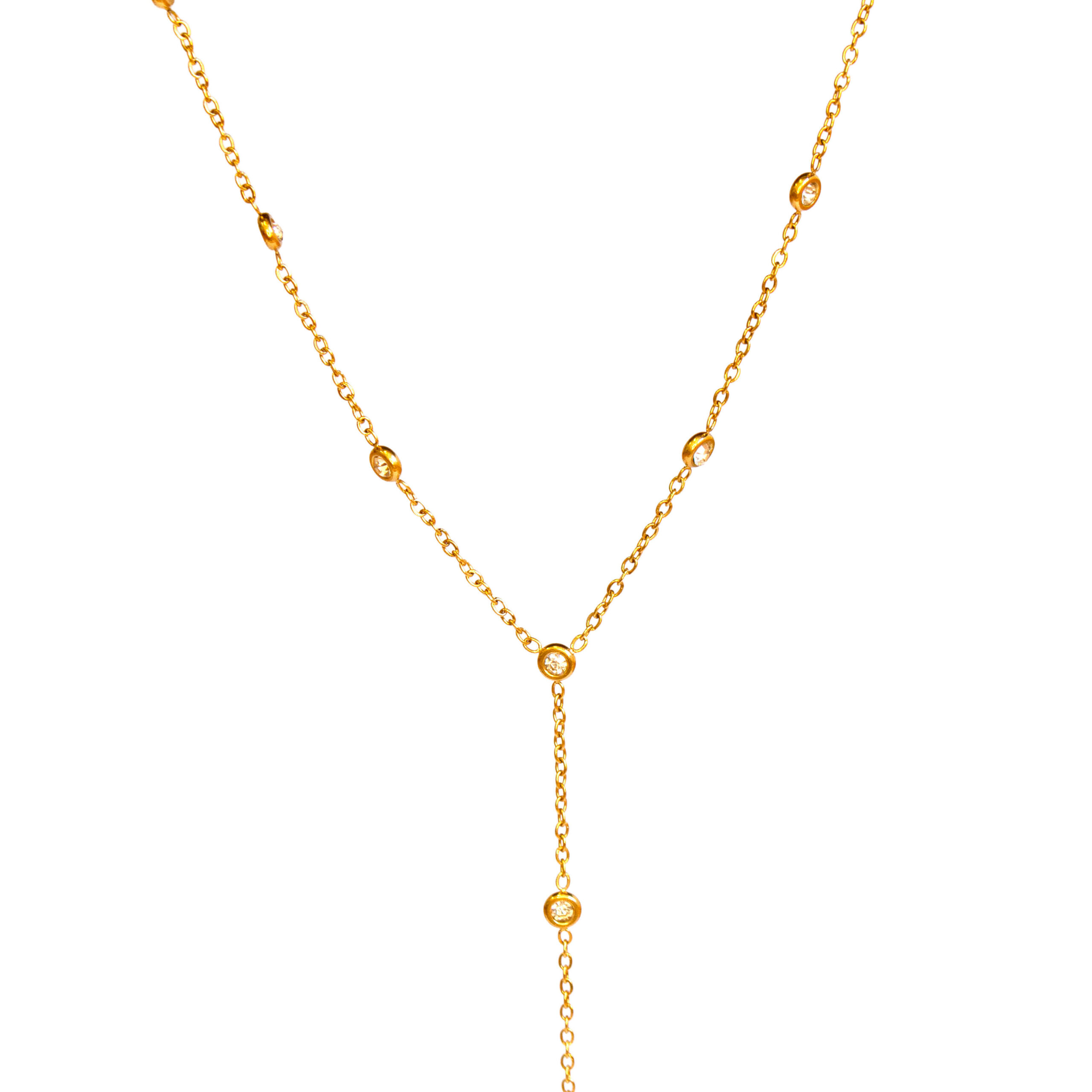Collar V circonitas dorado