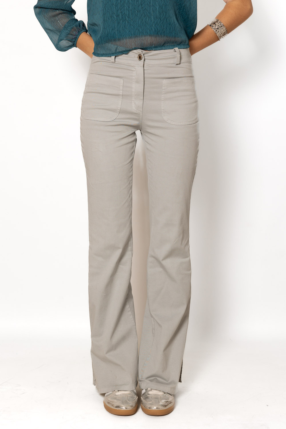 Pantalón Campana Abertura Gris 610 Ropa Casual Primavera Brookville