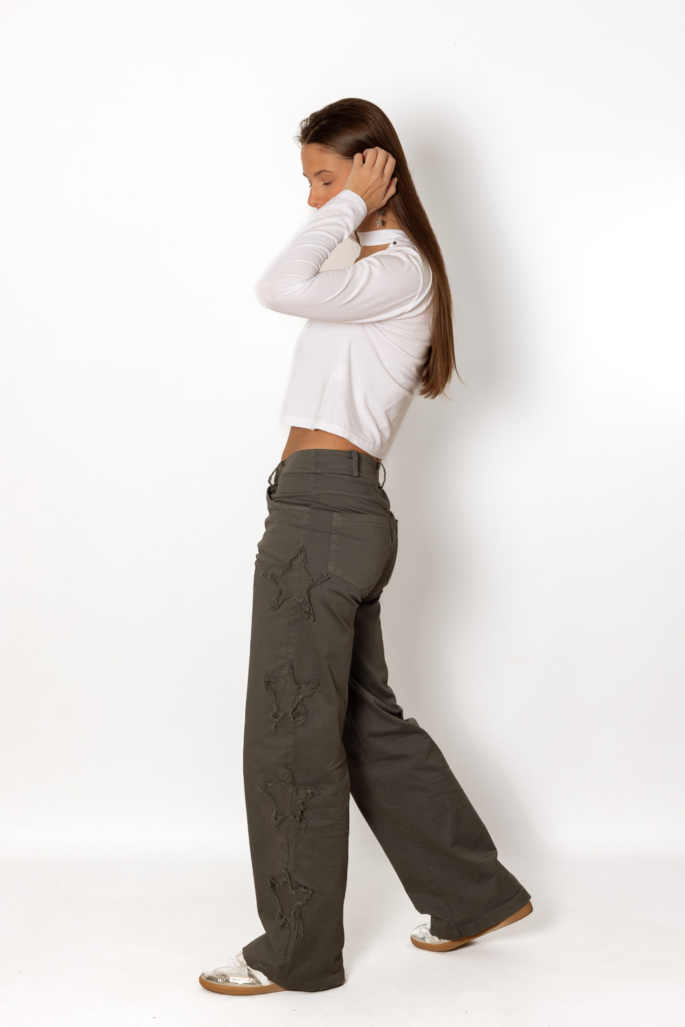 Pantalón Gris Parche Estrellas 967 Ropa Casual Primavera Brookville