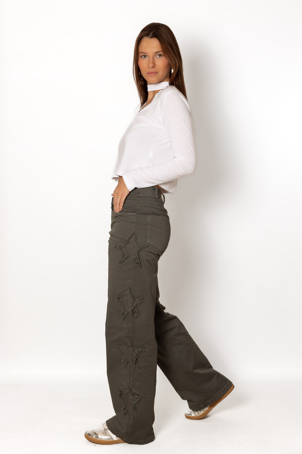 Pantalón Gris Parche Estrellas 974 Ropa Casual Primavera Brookville