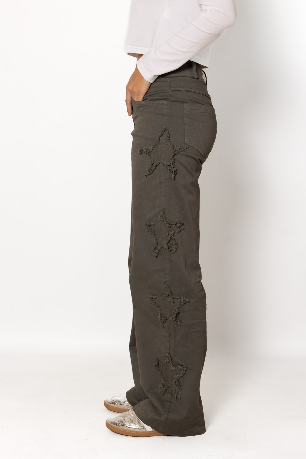 Pantalón Gris Parche Estrellas 977 Ropa Casual Primavera Brookville