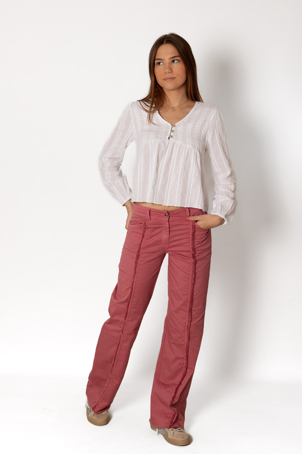 Pantalón Recto Desflecado Blush Brookville