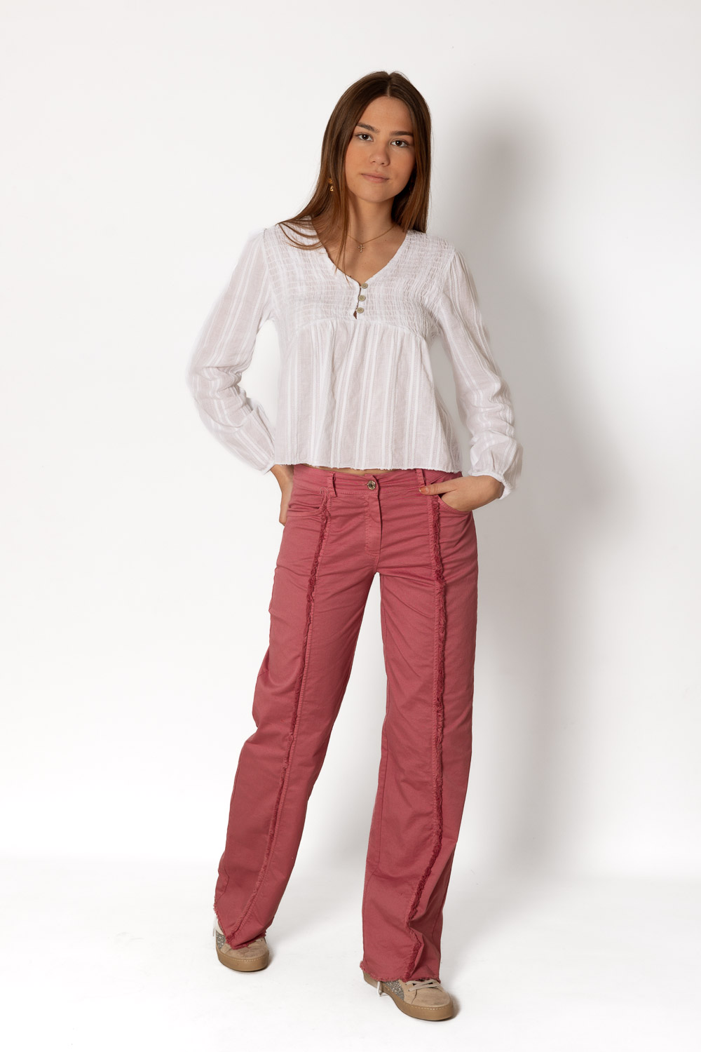 Pantalón Recto Desflecado Blush Brookville