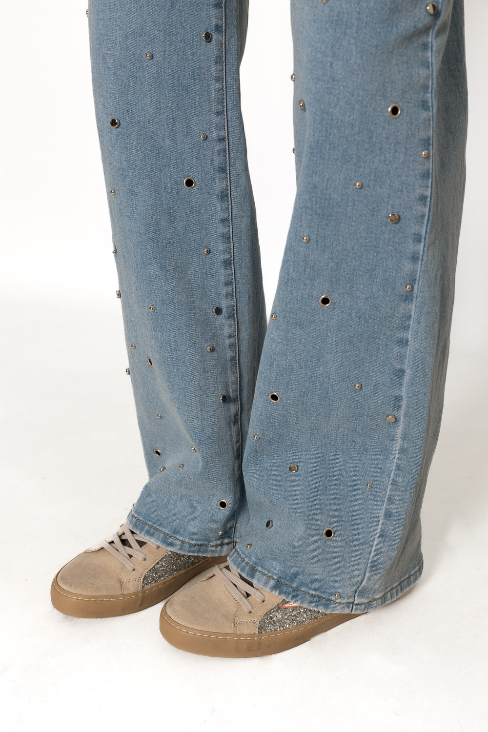 Pantalón Vaquero Tachuelas y Anillas AZul 1449 Ropa Casual Primavera Brookville