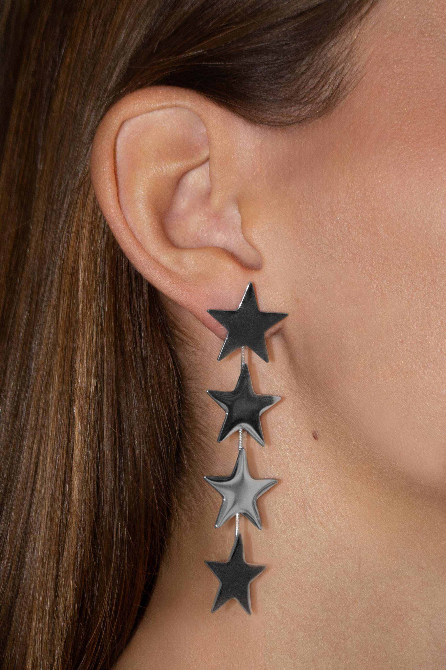 Pendientes 4 estrellas grandes Plata Brookville