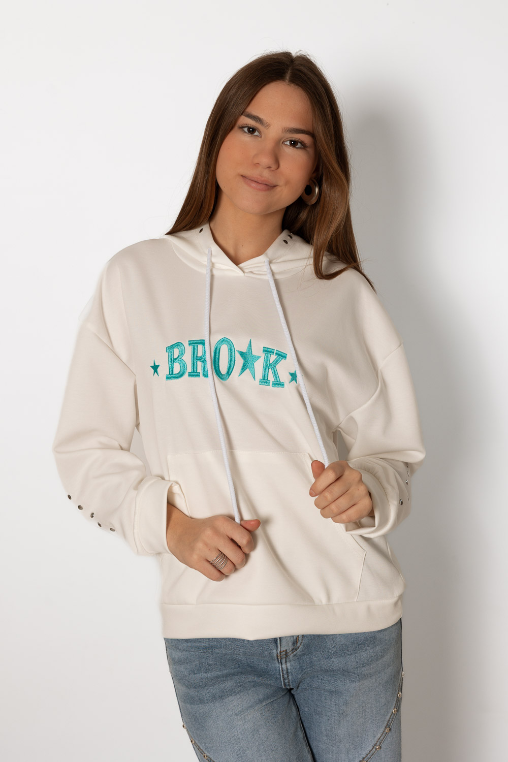 Sudadera Brook Blanco Tachuelas