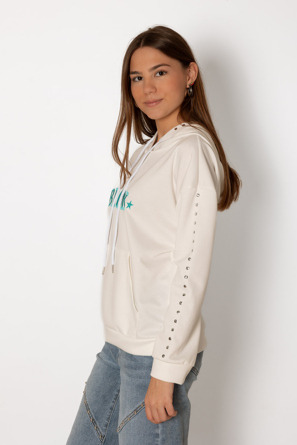 Sudadera Brook Blanco Tachuelas