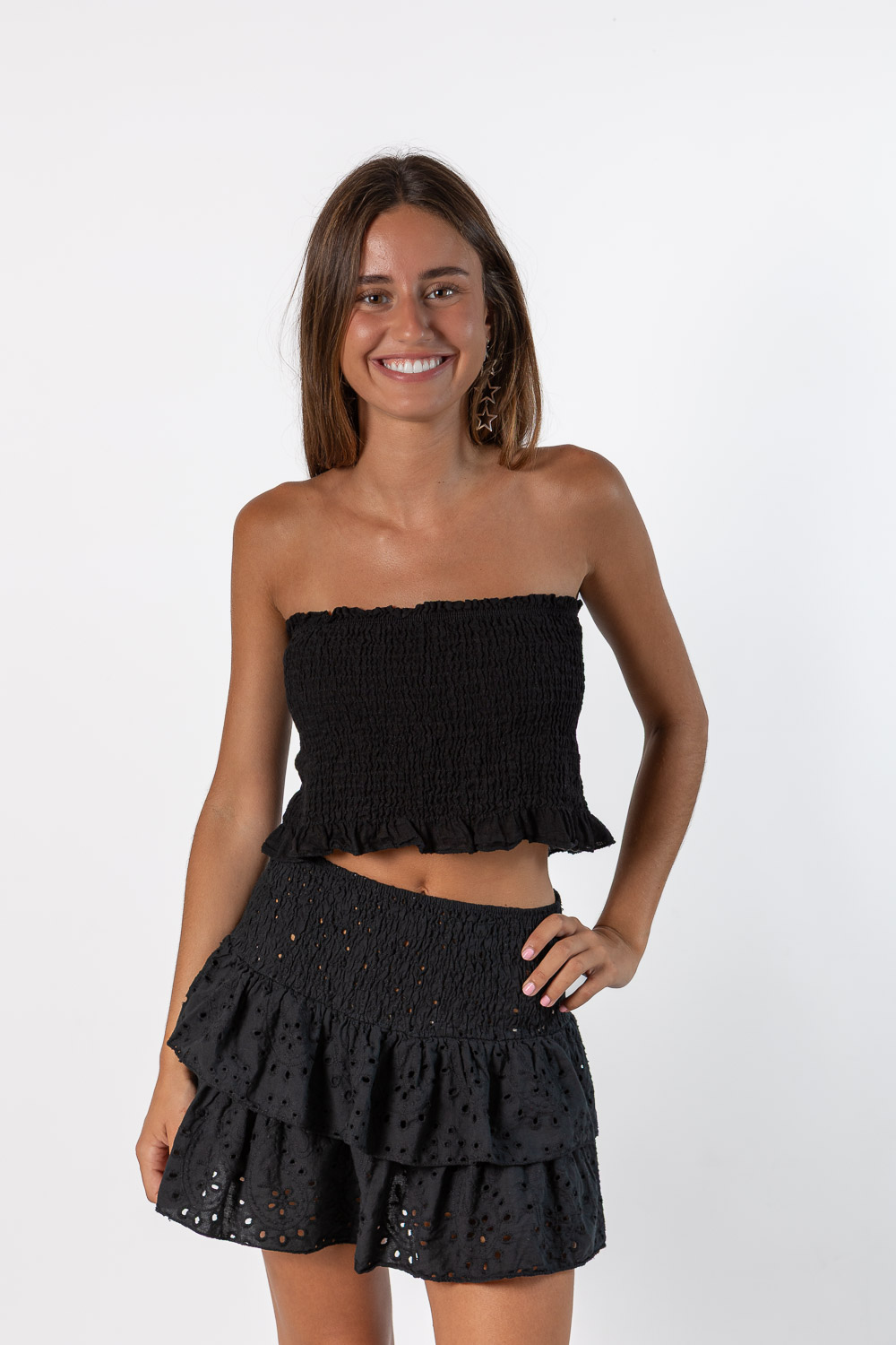 Top Bandeau Nido Abeja Negro