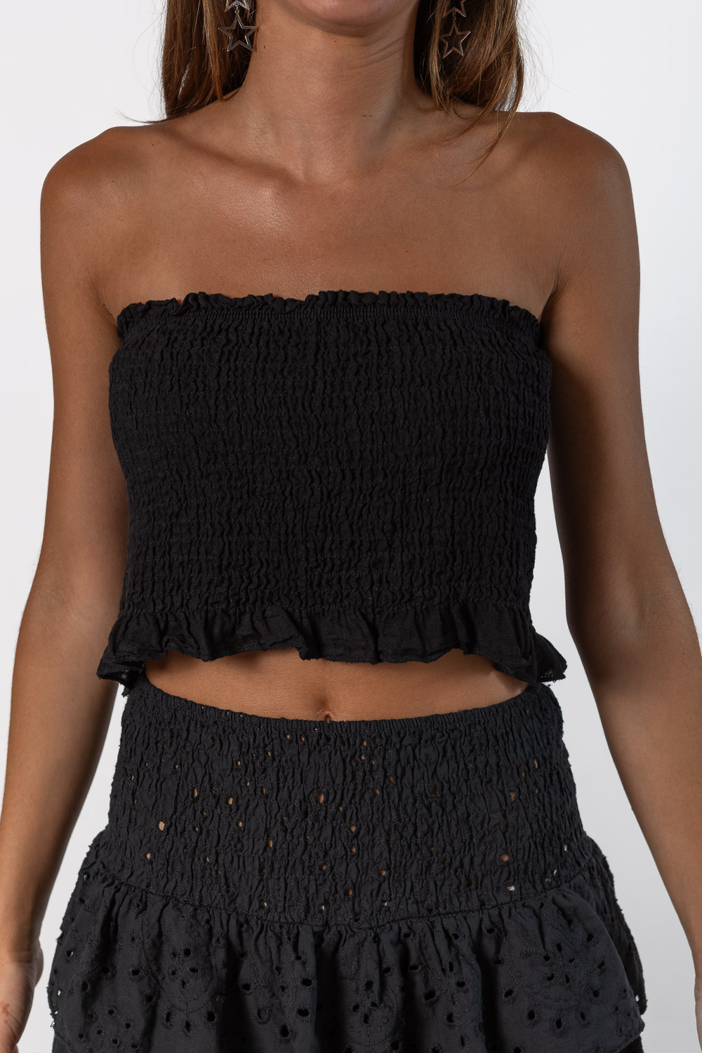 Top Bandeau Nido Abeja Negro