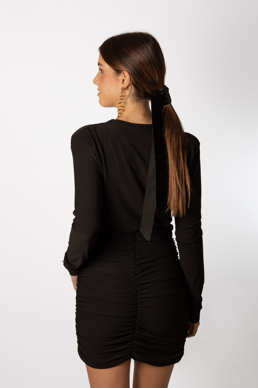 Vestido Punto Pico Drapeado negro Brookville