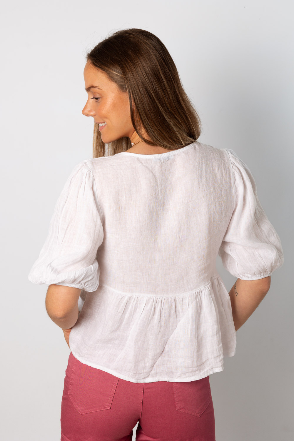 Blusa lino blanca brookville