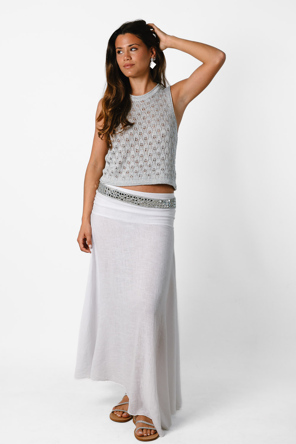 Top crochet cerrado plata