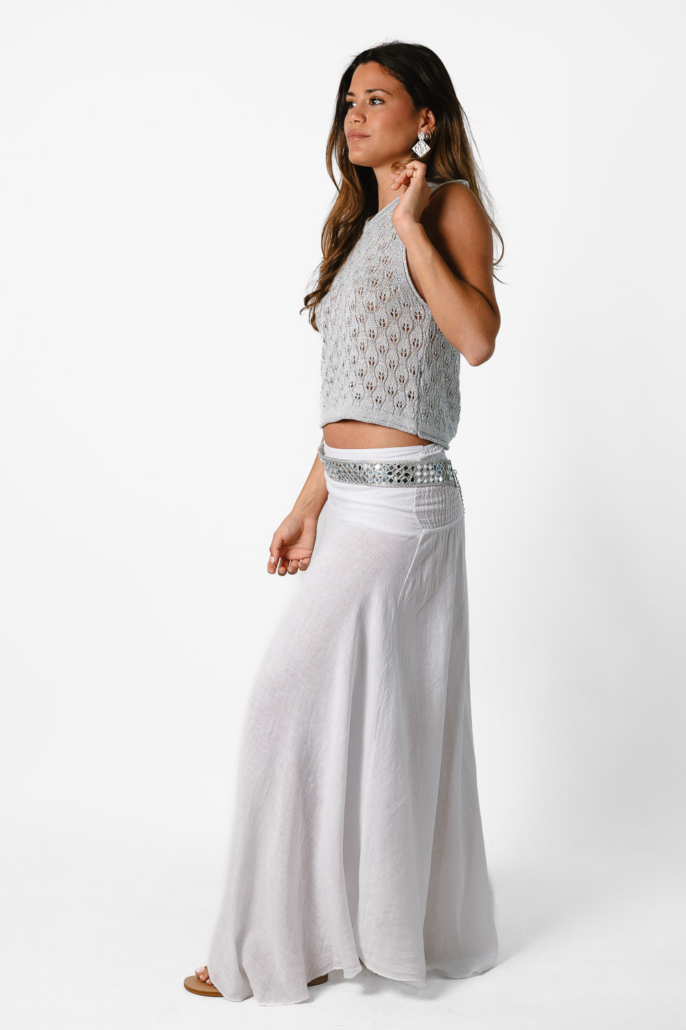 Top crochet cerrado plata