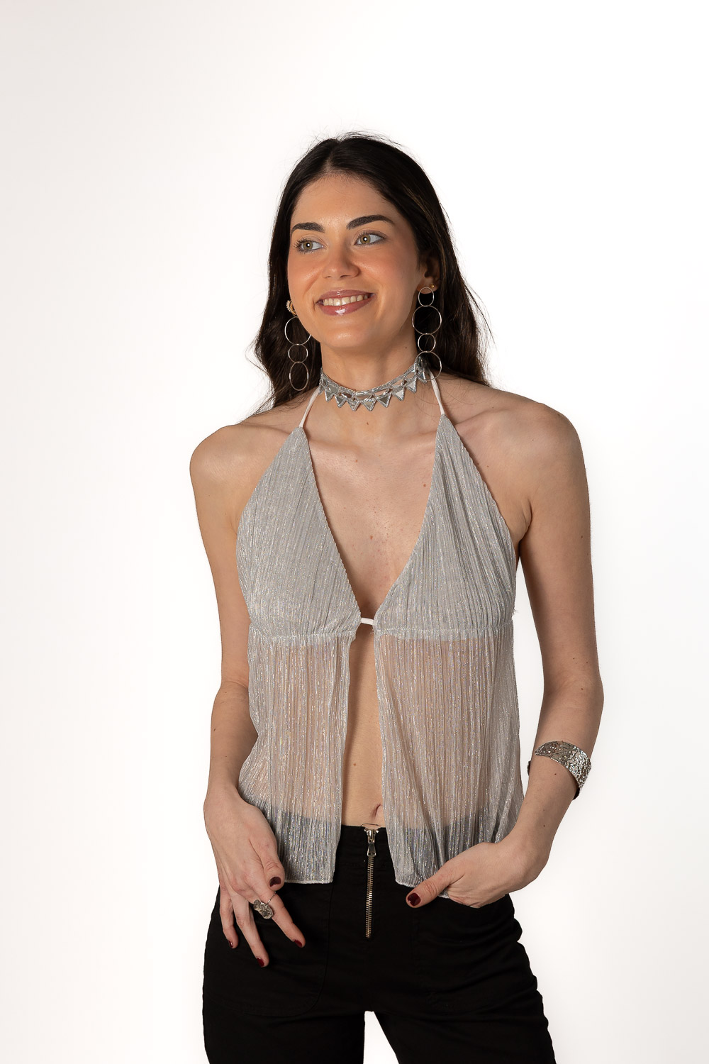 Top Plata Lúrex Brillo Brookville