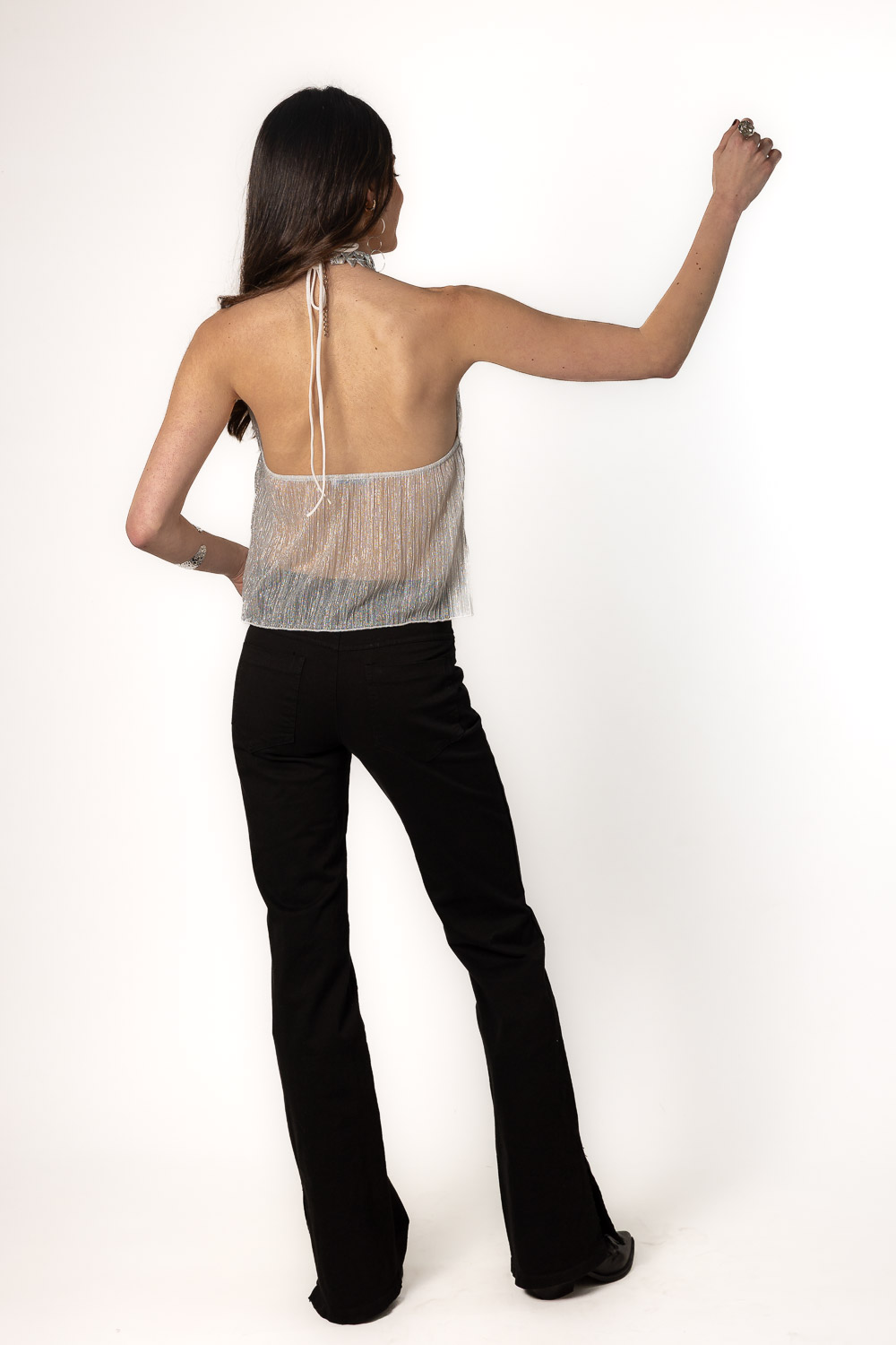 Pantalón Campana Negro Estrellas Plata Brookville