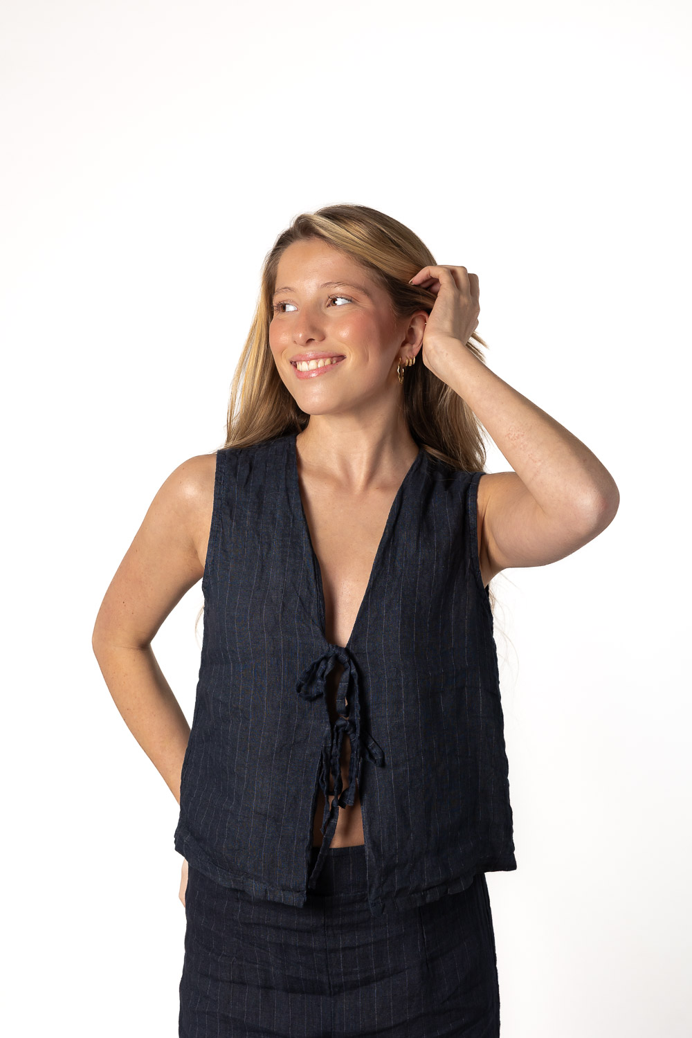 Conjunto 100% Lino Azul Marino