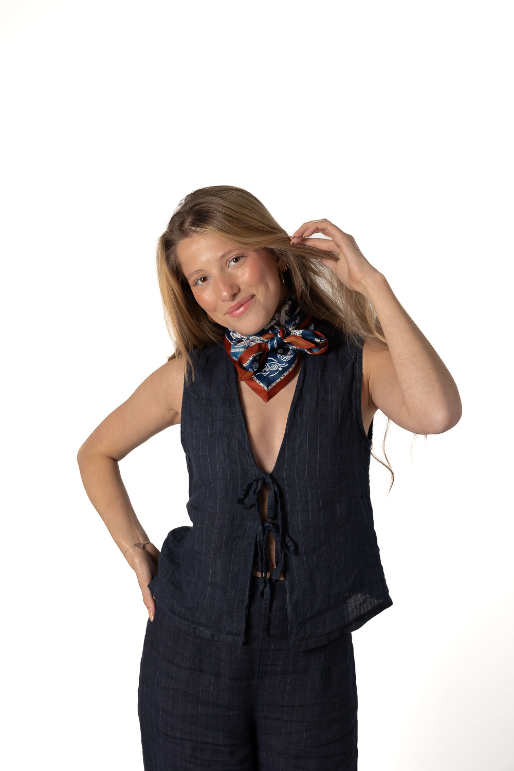 Conjunto 100% Lino Azul Marino