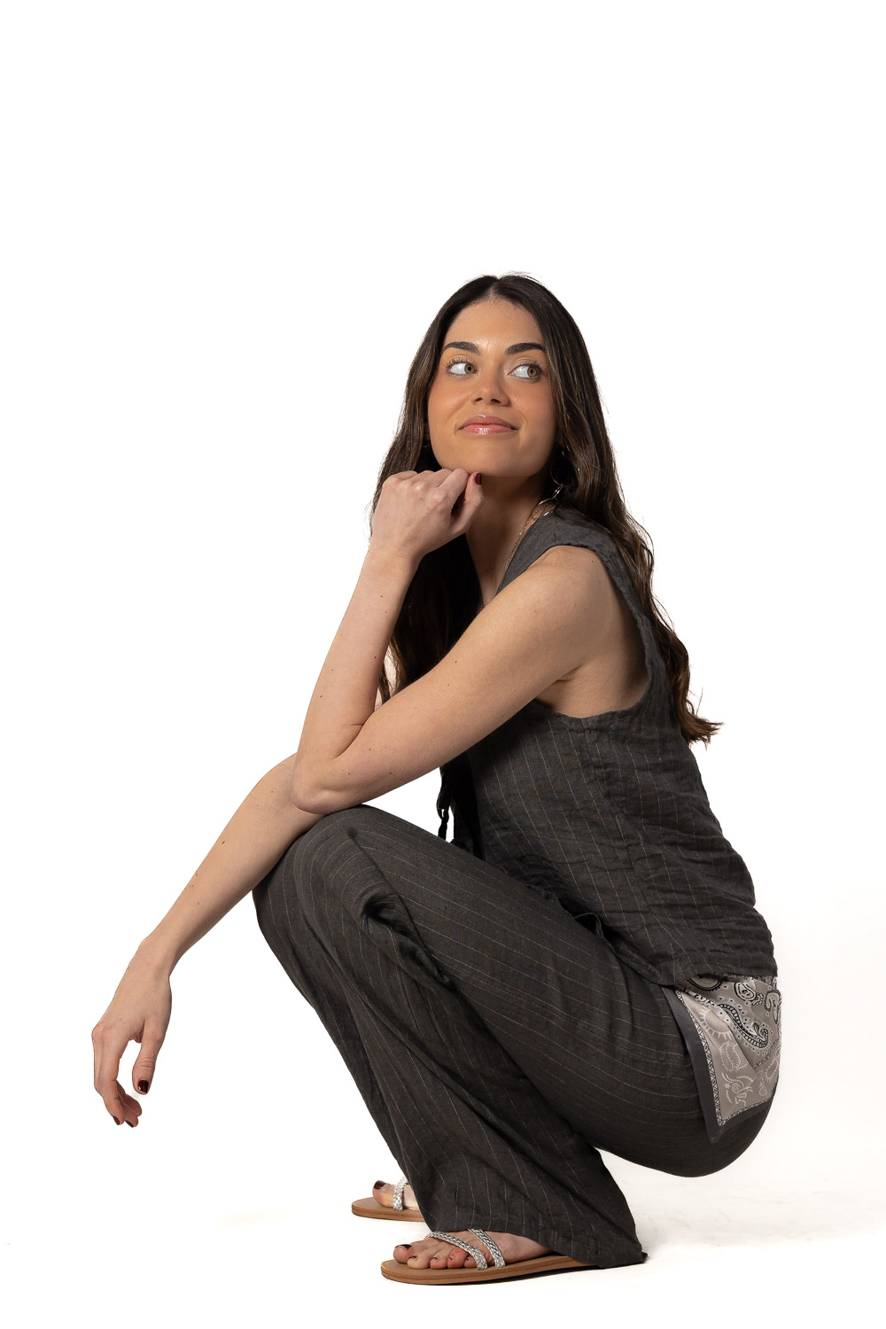 Conjunto 100% Lino Gris