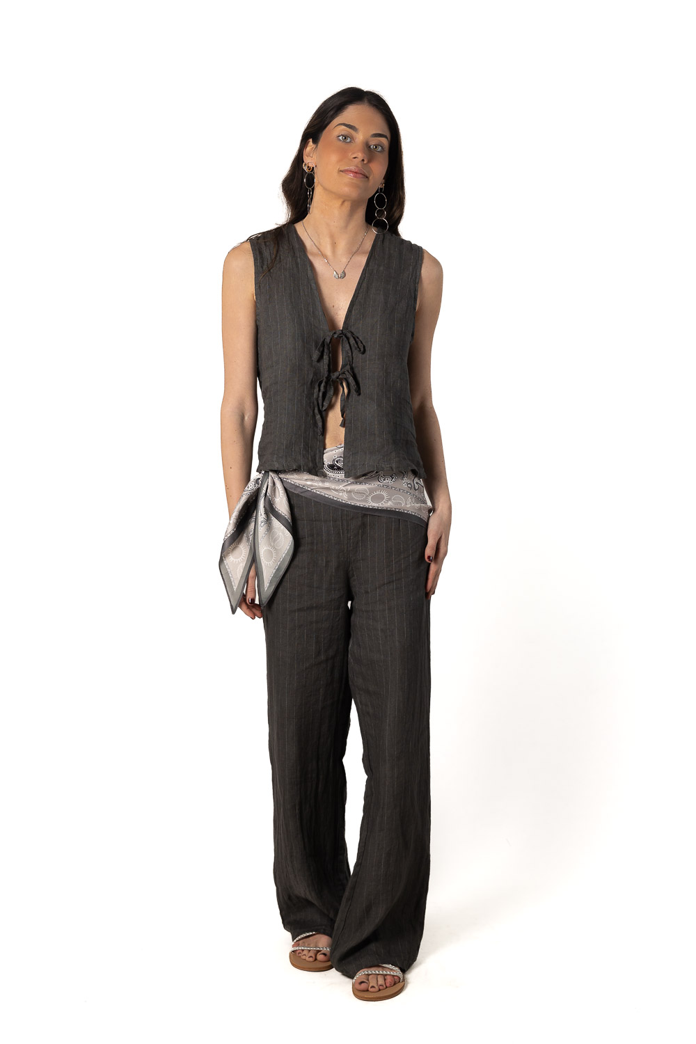 Conjunto 100% Lino Gris