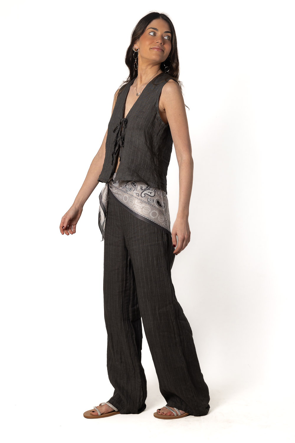 Conjunto 100% Lino Gris