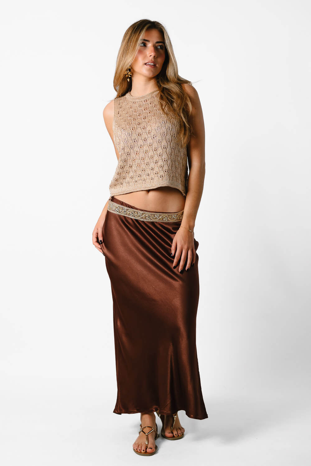 Falda Raso Street Style Bronce