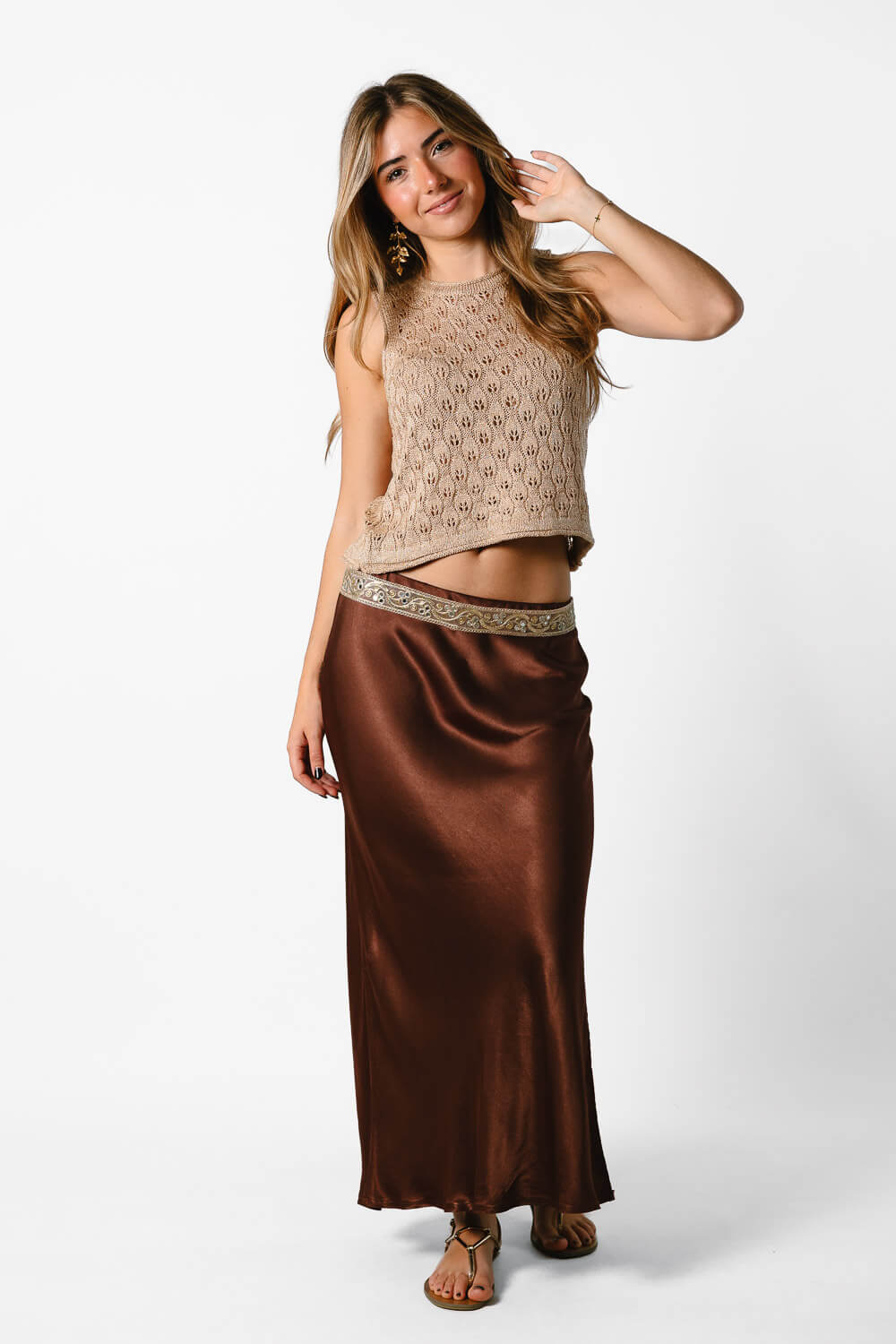 Falda Raso Street Style Bronce