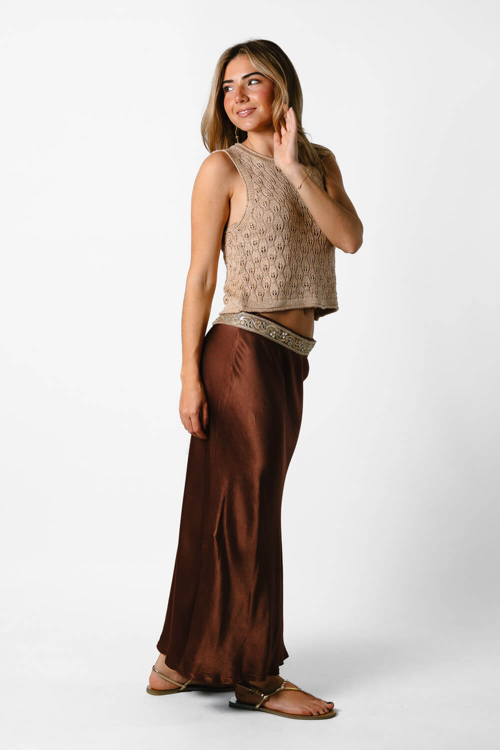 Falda Raso Street Style Bronce