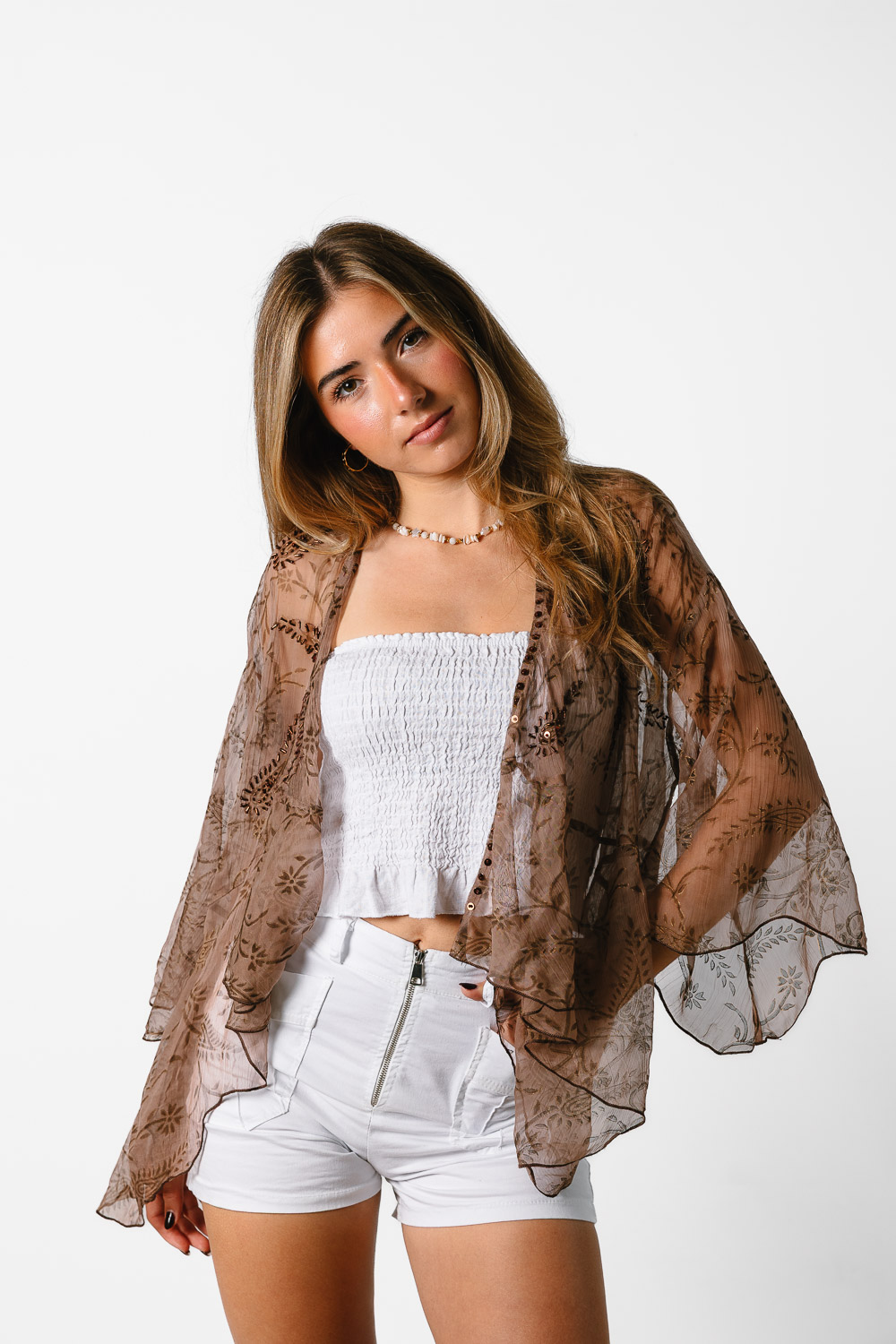 Short Blanco Cremallera Bolsillos