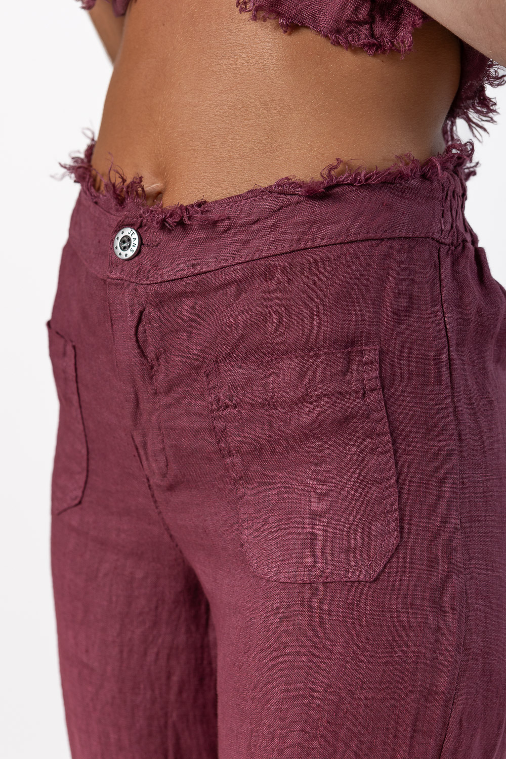 Pantalón Lino Desflecado Uva