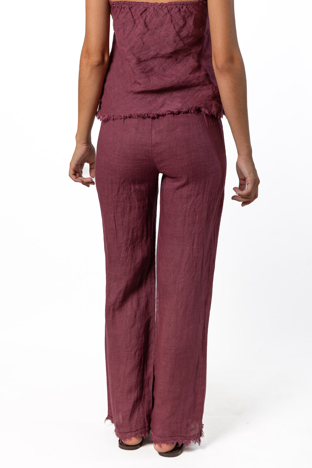 Pantalón Lino Desflecado Uva