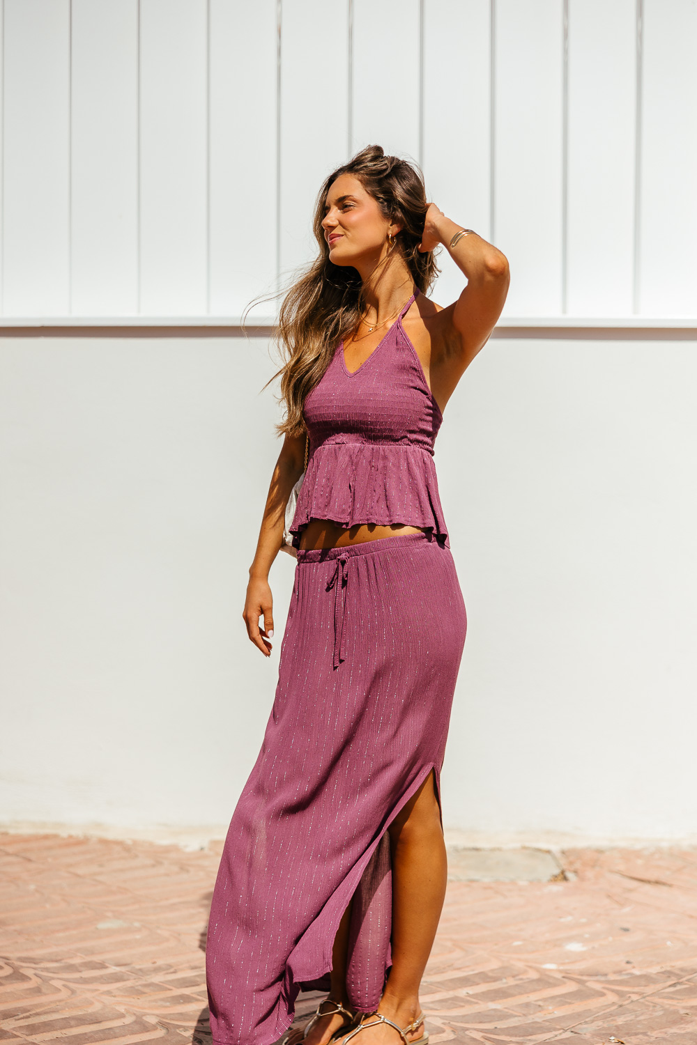 Falda midi diplo uva