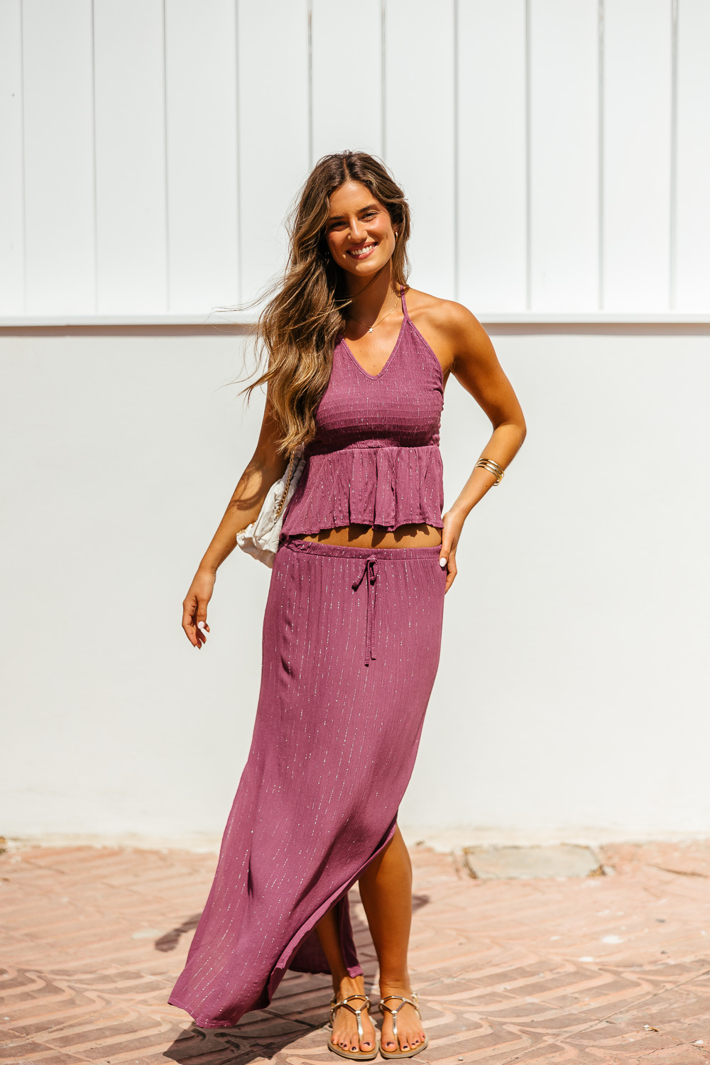 Falda midi diplo uva