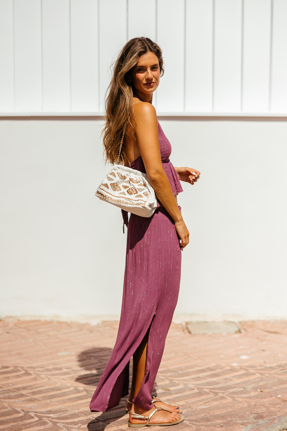 Falda midi diplo uva