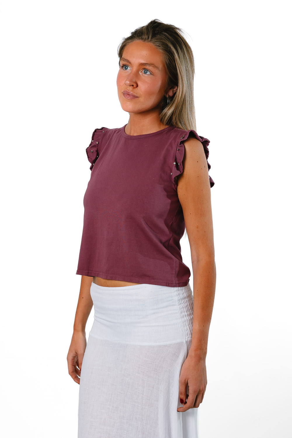 Camiseta Volantes Tachas Uva