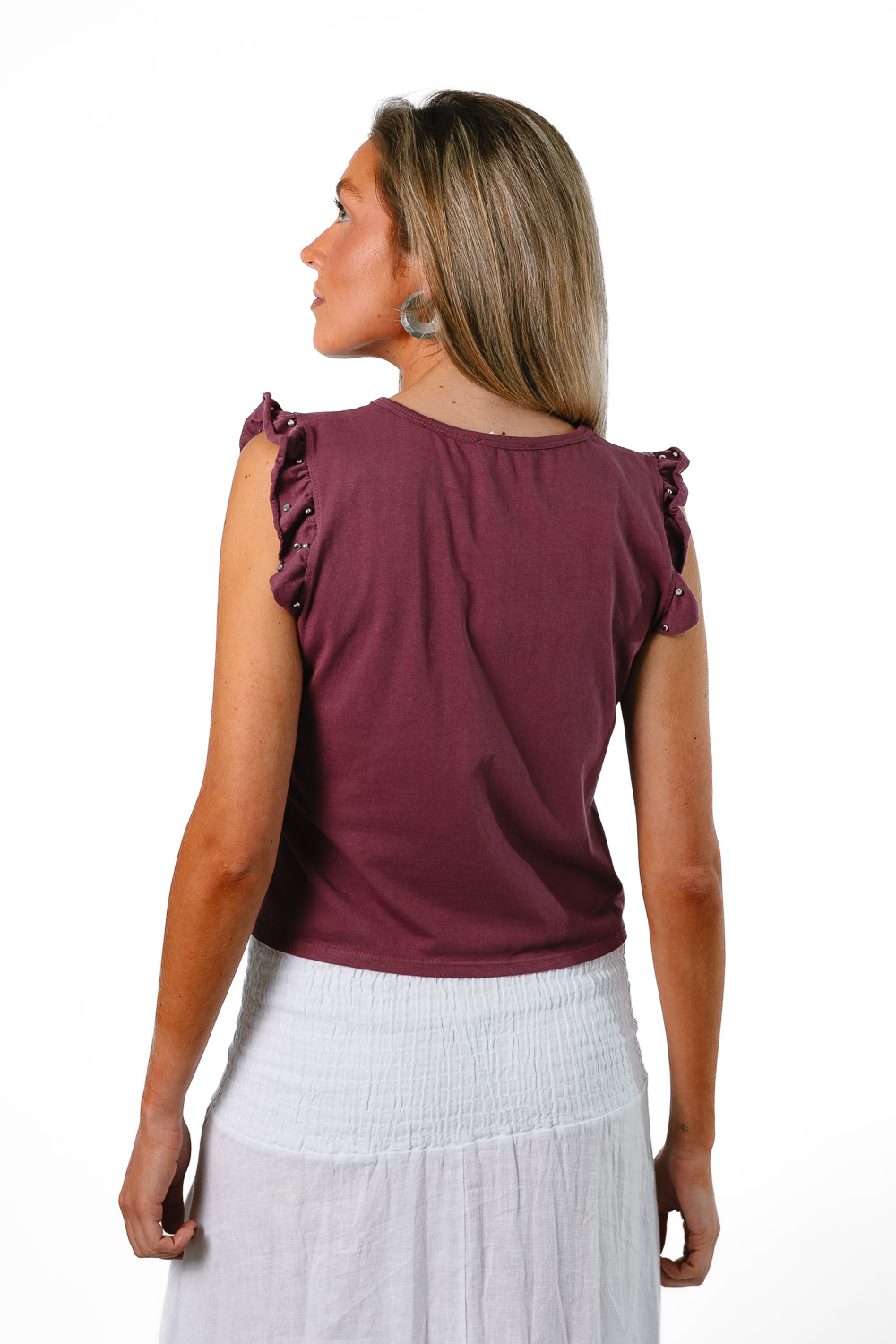 Camiseta Volantes Tachas Uva