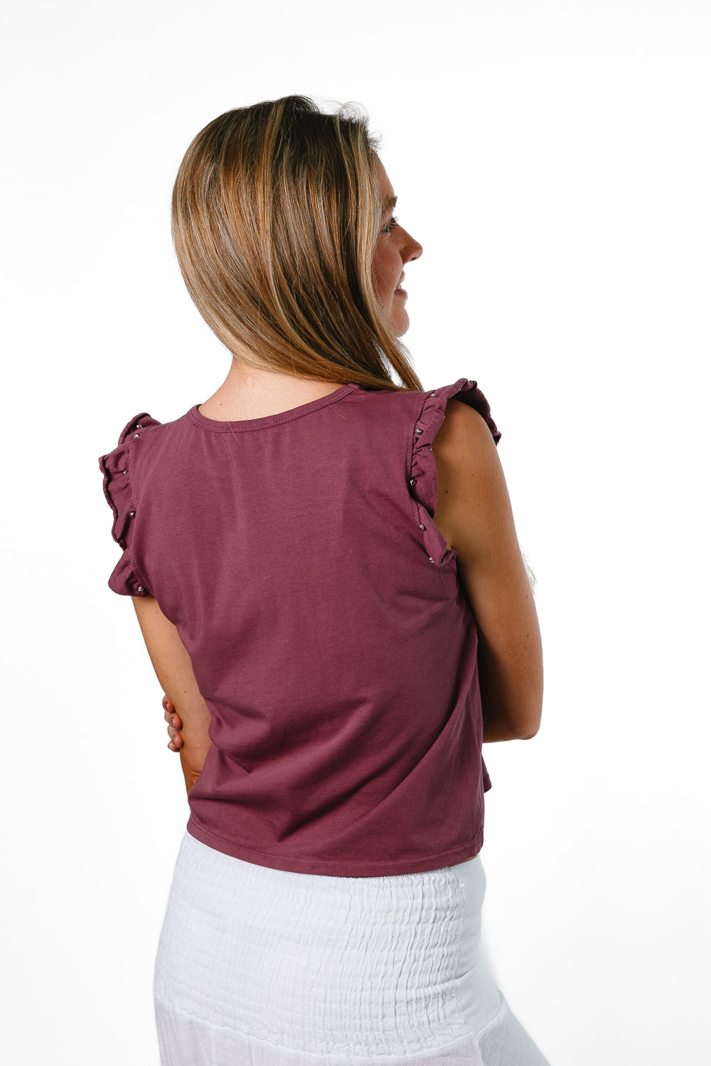 Camiseta Volantes Tachas Uva