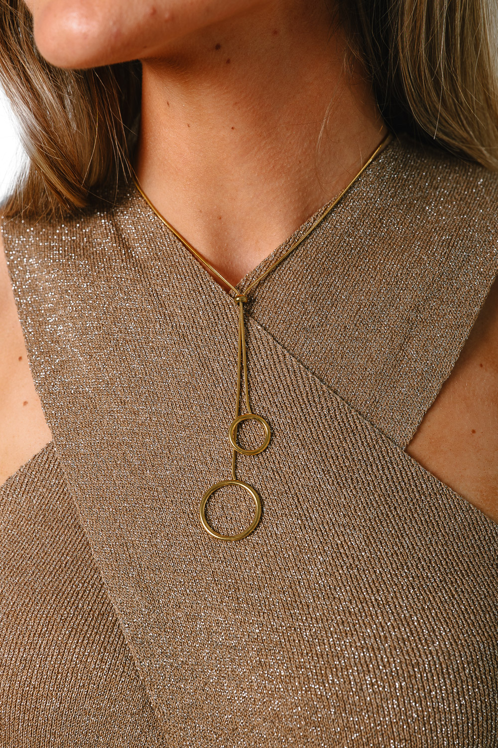 Collar Doble Círculo Dorado