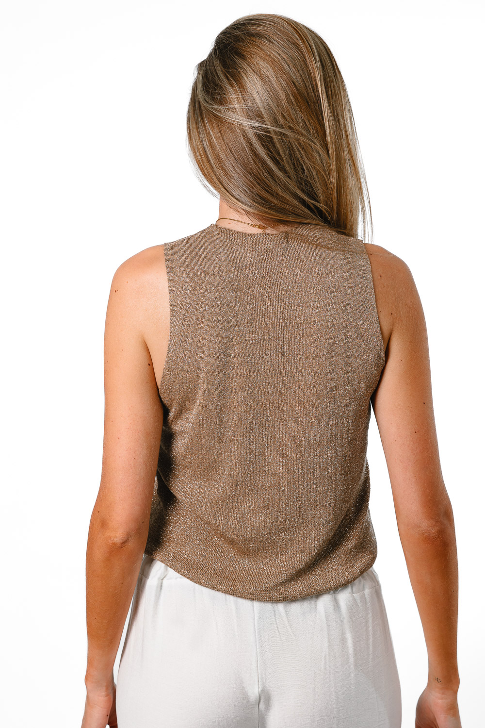 Top Glitter Cruzado Dorado