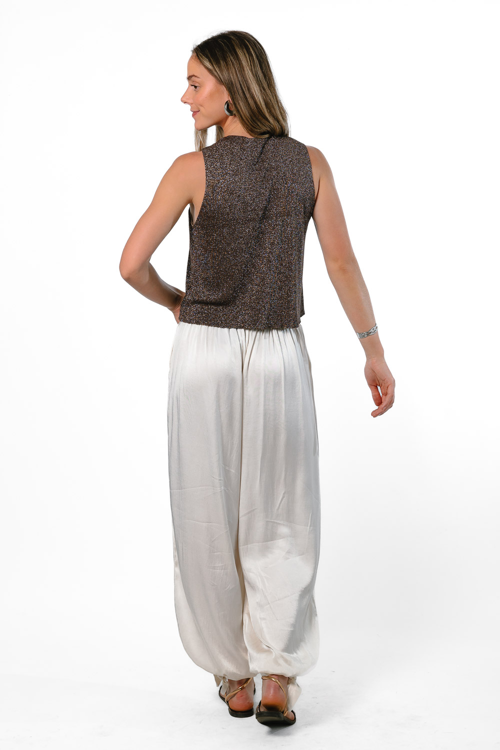 Pantalón Globo Satén Blanco