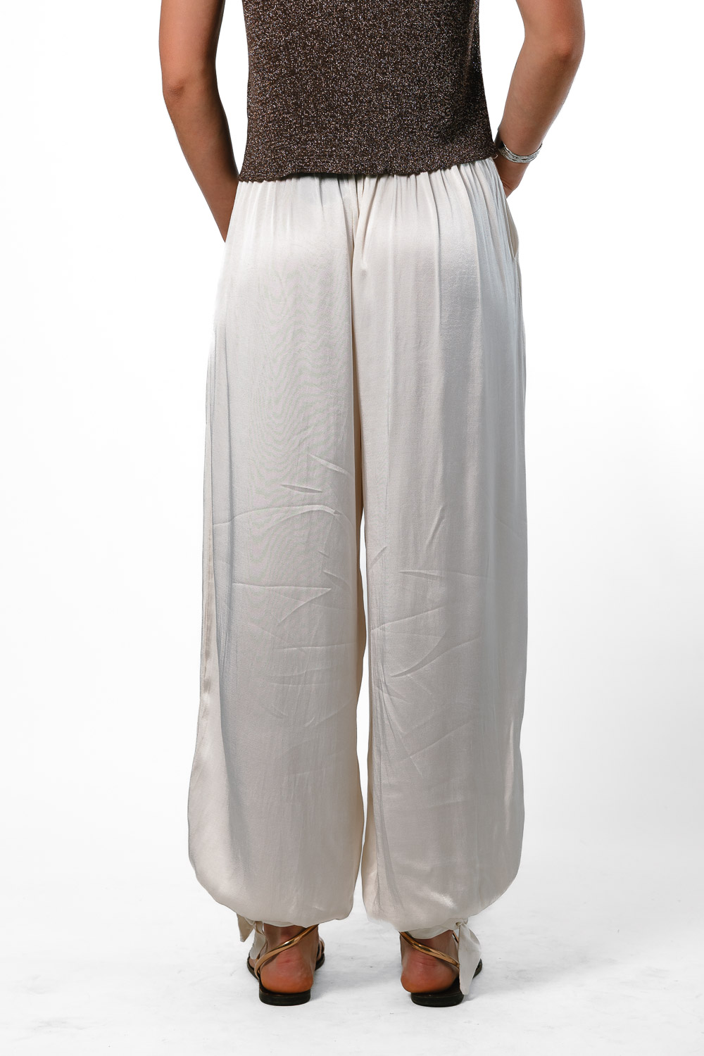 Pantalón Globo Satén Blanco