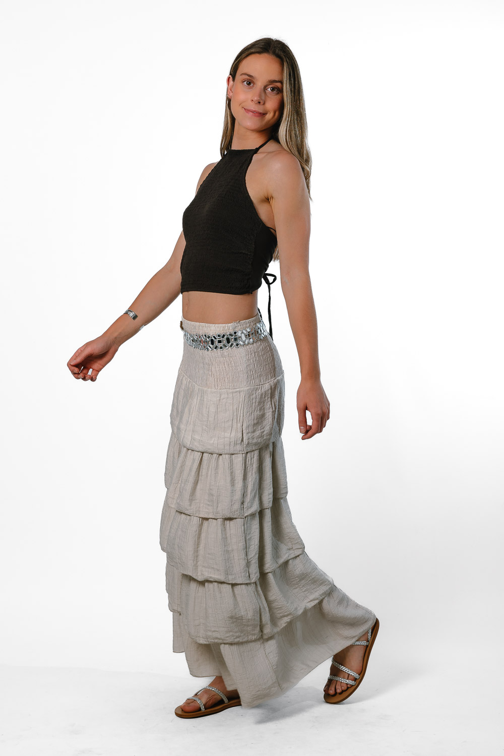 Top Halter Nido Abeja Marrón