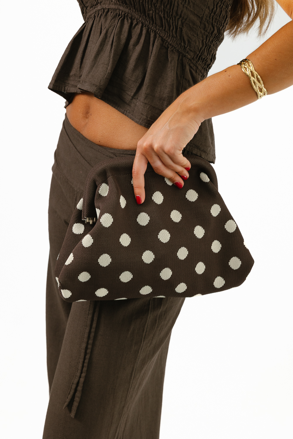 Clutch Lunares Marrón
