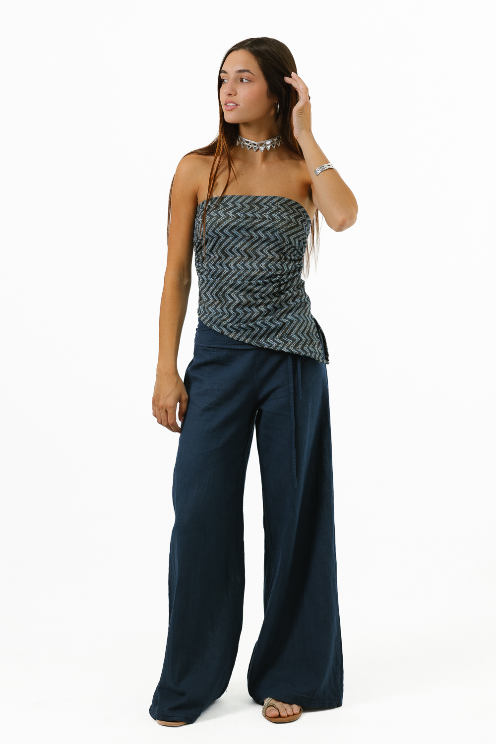 Top Zigzag azul