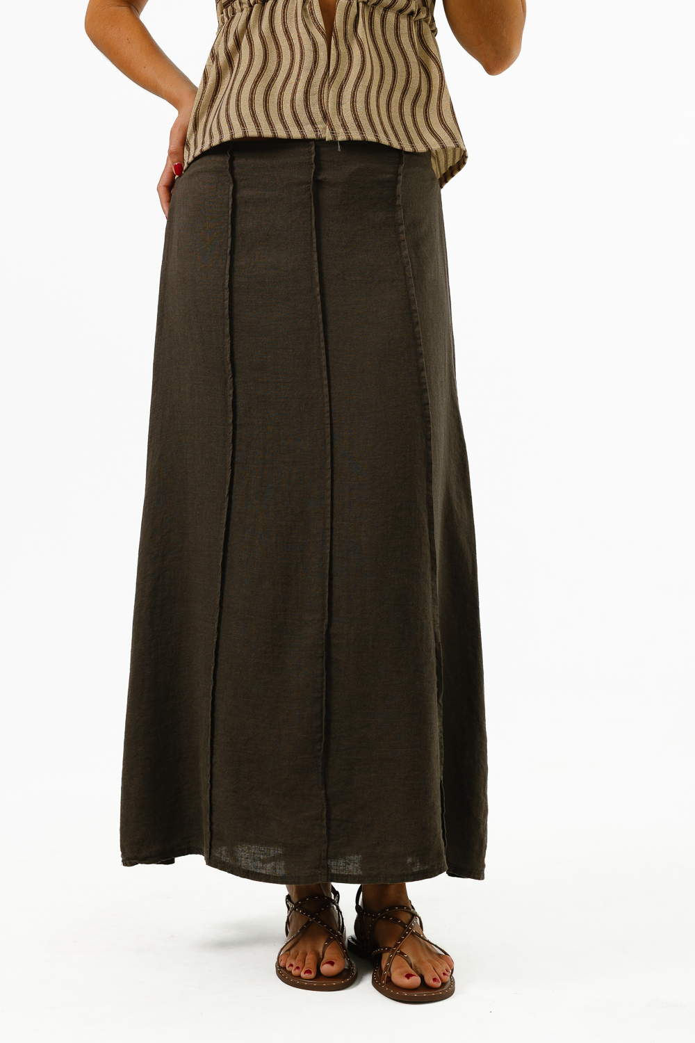 Falda Lino Marrón