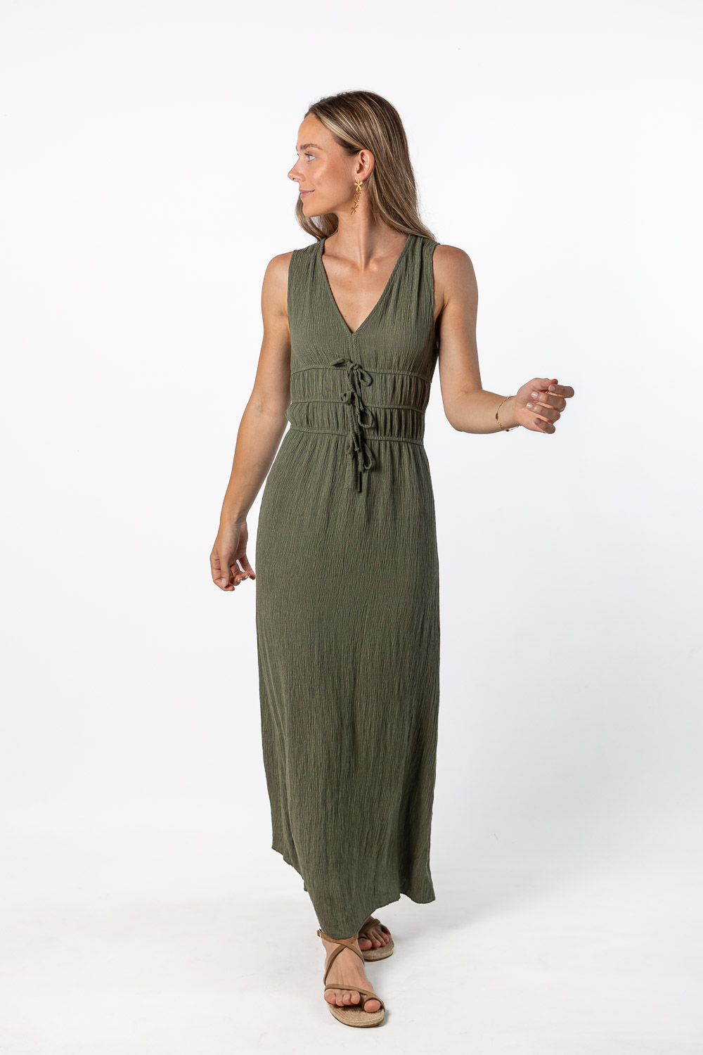 Vestido Largo Viscosa Verde