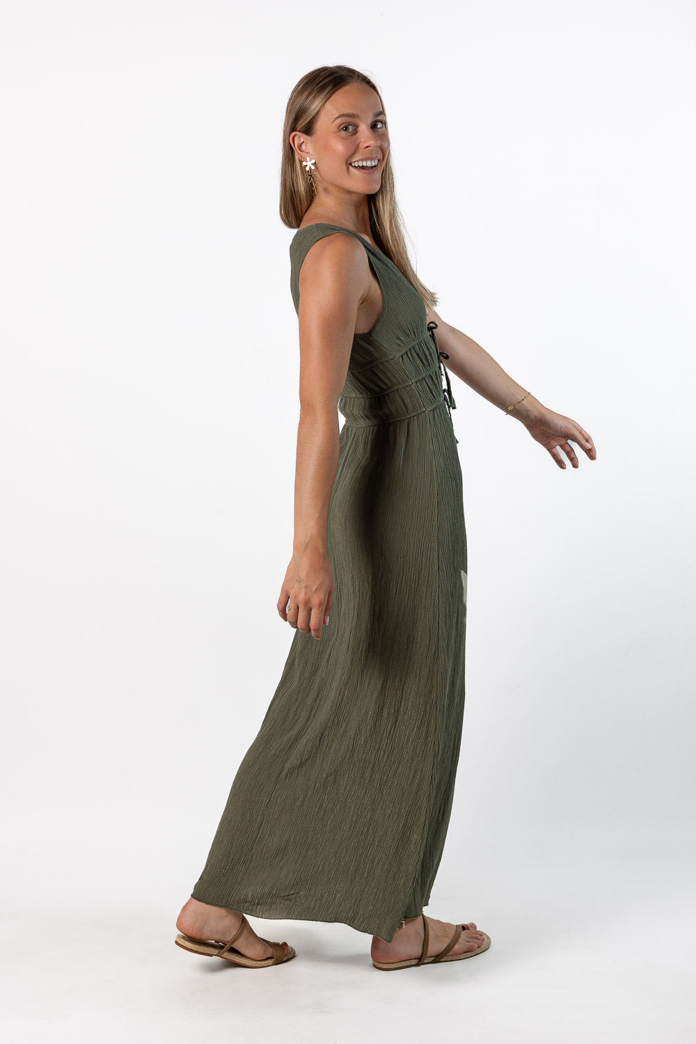 Vestido Largo Viscosa Verde