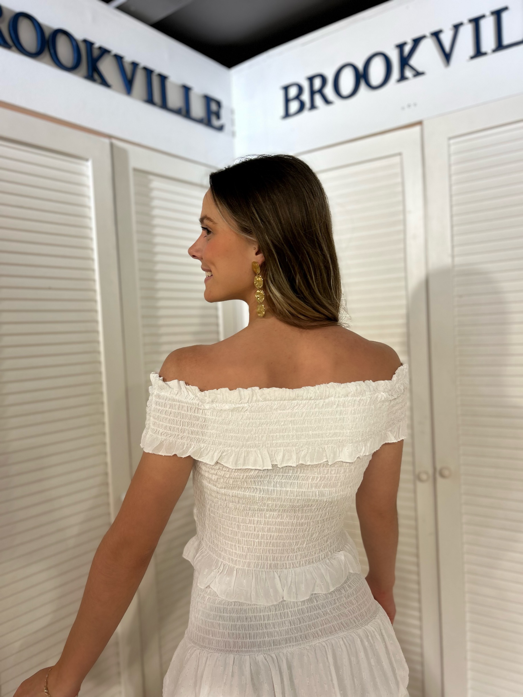 Top blanco fruncido